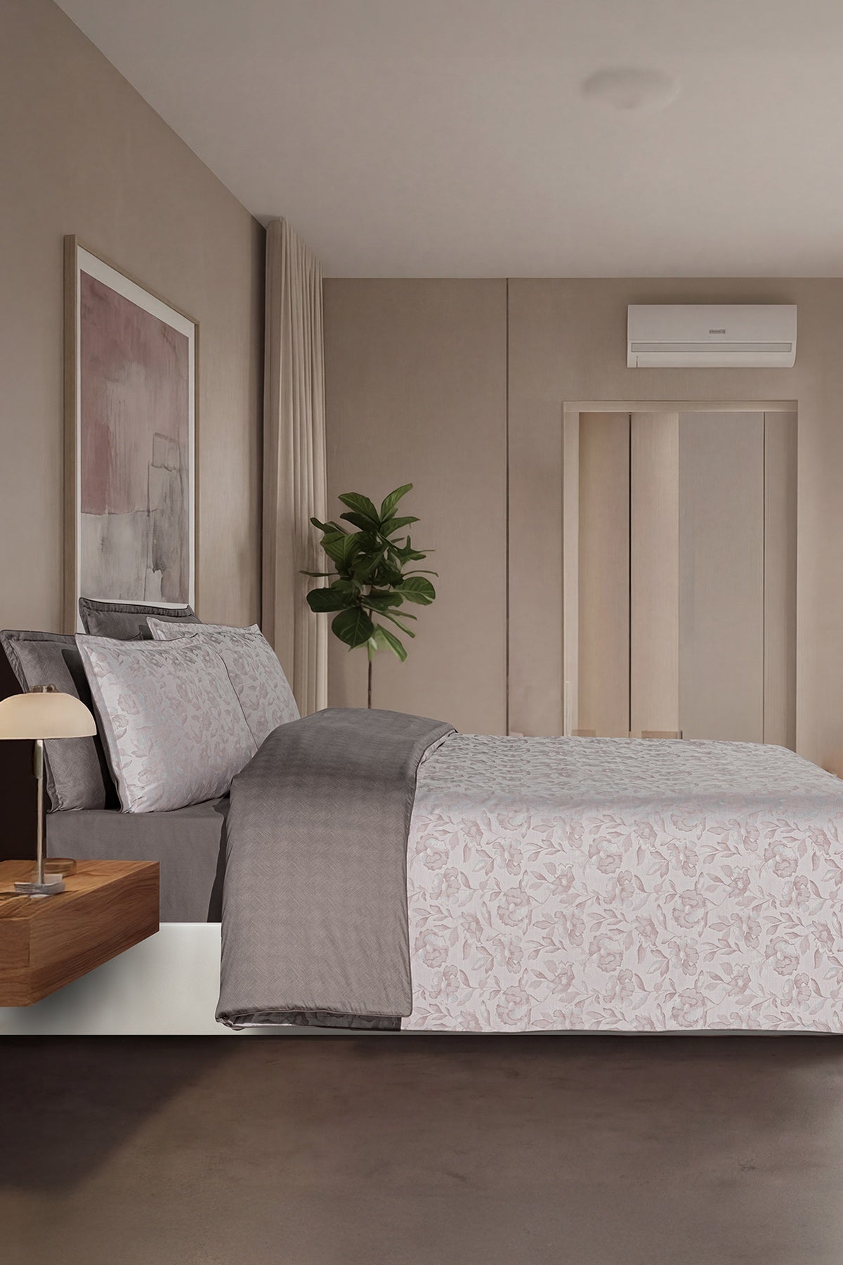 Lucrez %100 Pamuk 300 TC (120 Tel) Nevresim Takımı Vizon